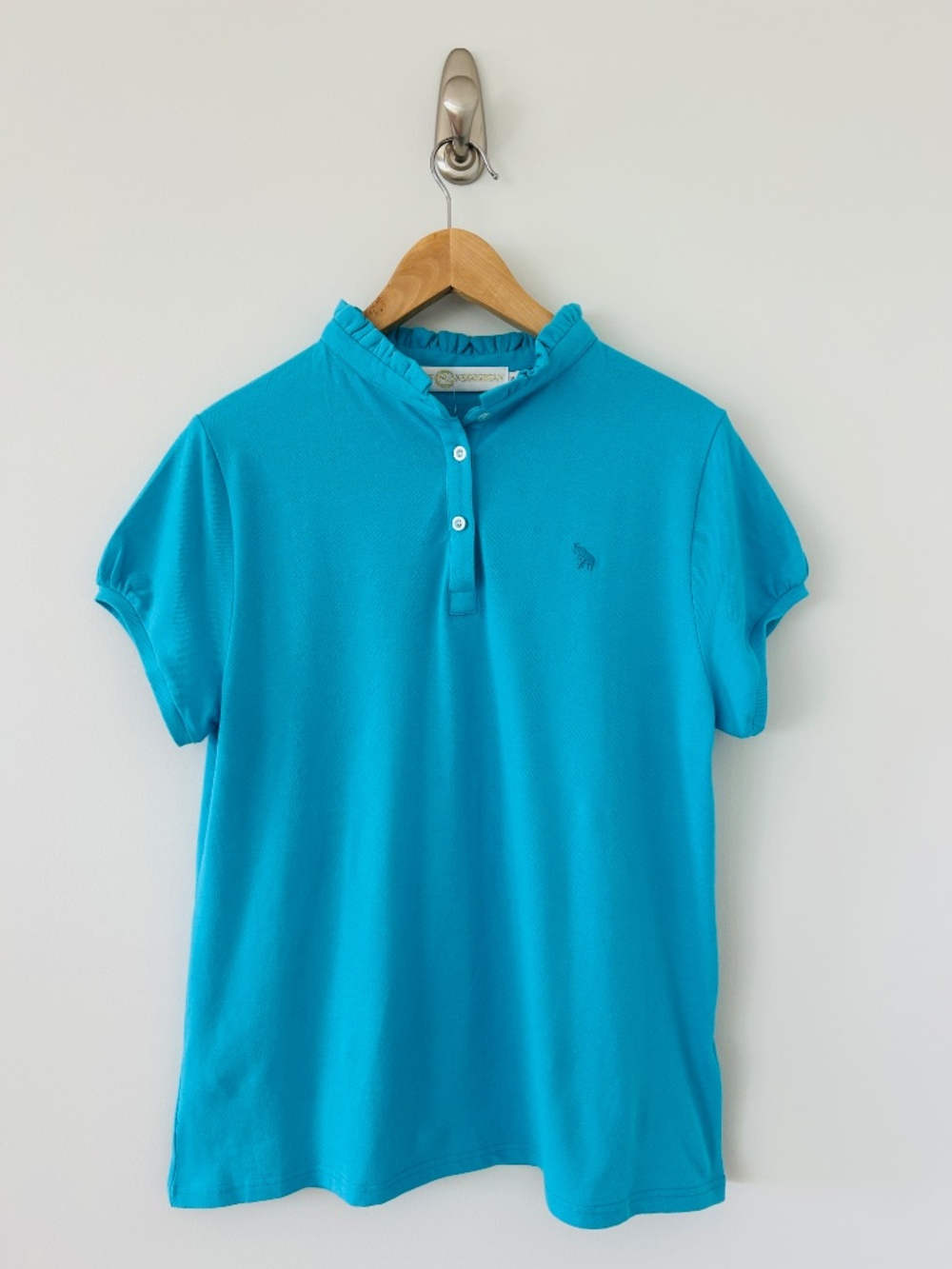 NWT Tracy Negoshian Sonja Polo in Turquoise Sz XL